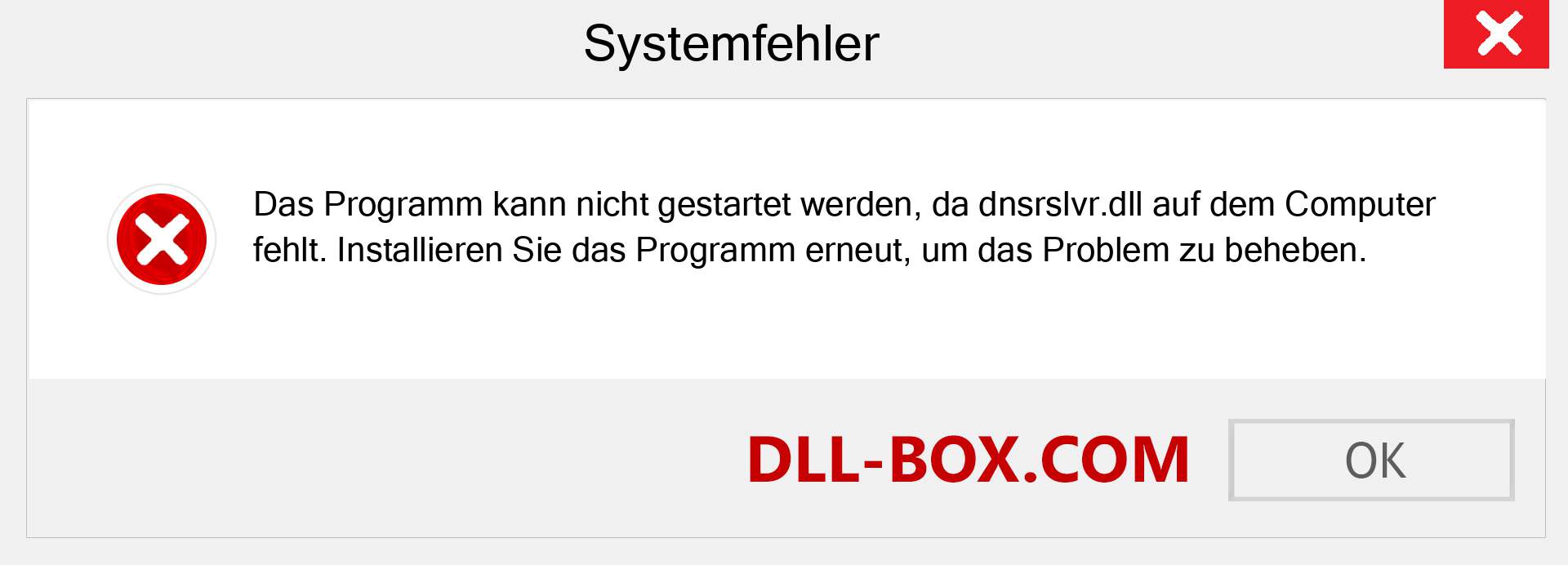 dnsrslvr.dll-Datei fehlt?. Download für Windows 7, 8, 10 - Fix dnsrslvr dll Missing Error unter Windows, Fotos, Bildern