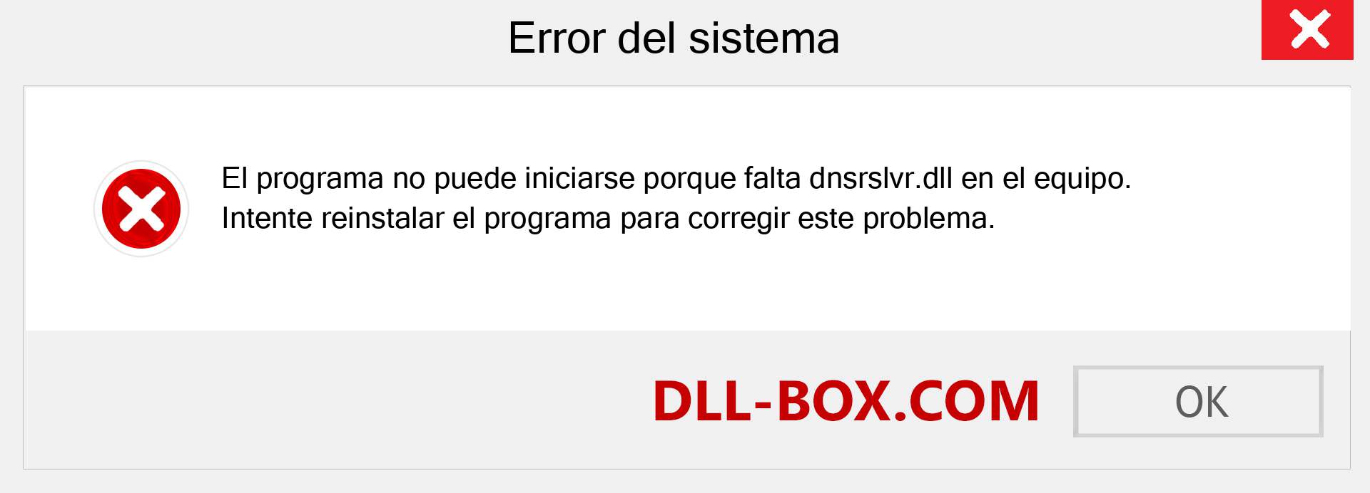 ¿Falta el archivo dnsrslvr.dll ?. Descargar para Windows 7, 8, 10 - Corregir dnsrslvr dll Missing Error en Windows, fotos, imágenes